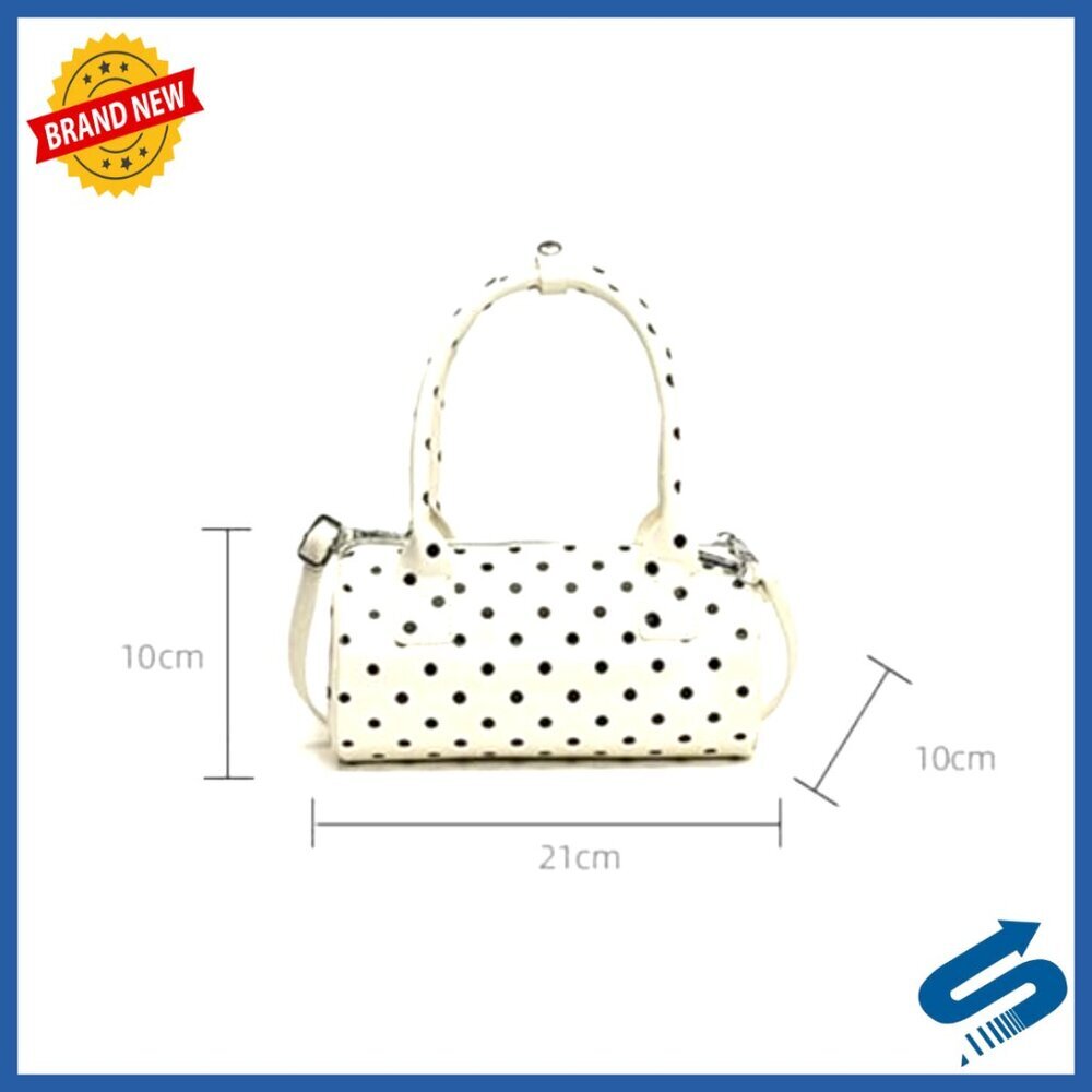 Polka Dot Crossbody Bag Glossy PU Satchel Mini Bucket Bag Chic Trendy - Picture 7 of 7